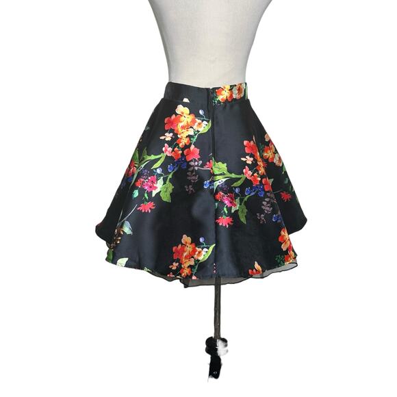 City Studio black red floral A line mini skirt size juniors 5 - Picture 14 of 16